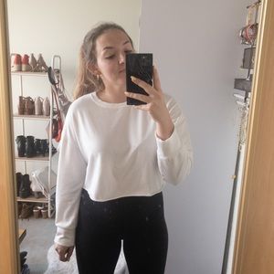 SHEIN Cropped Sweatshirt: White Cropped Sweatshirt - Size Medium
